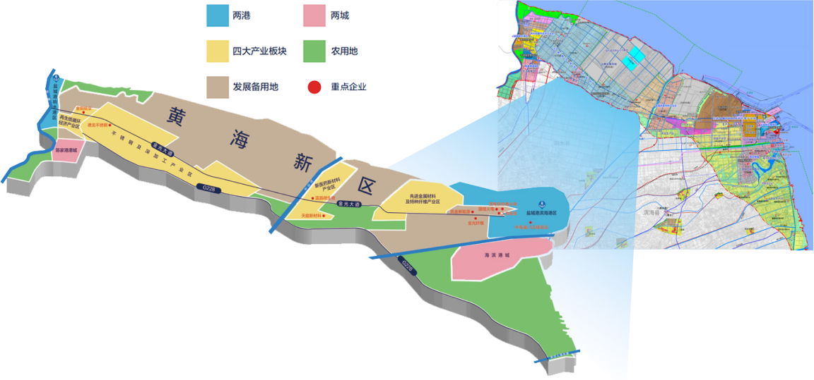 黄海新区[黄海新区管委会,盐城黄海新区,多重国家战略交汇叠加区,盐城市重特大项目主要承载地,“港口、港产、港城”三港联动重大发展空间,盐城市绿色低碳高质量发展示范区]